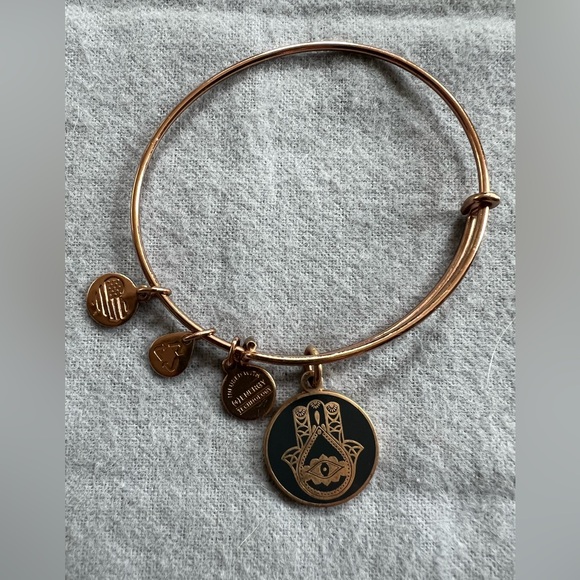 Alex and Ani Hand Of Fatima Rose Gold Tone Stackable Bracelet. Evil Eye - Picture 1 of 3